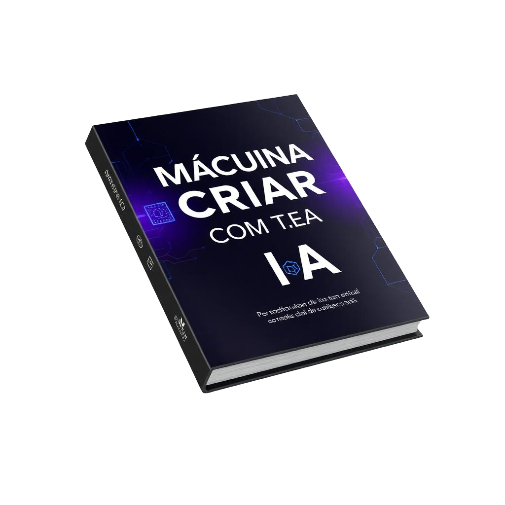 Mockup 3D do e-book Máquina de Criar com IA
